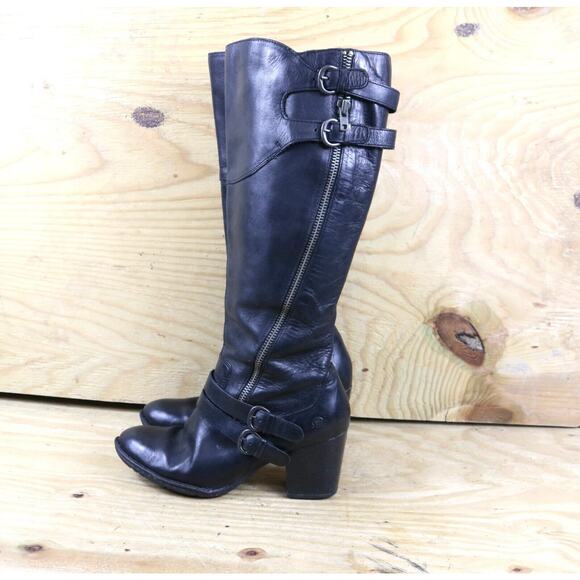 Born Boots Womens 10 Black Leather Milari Riding Equestrian Riding Tall Zip - Picture 1 of 8